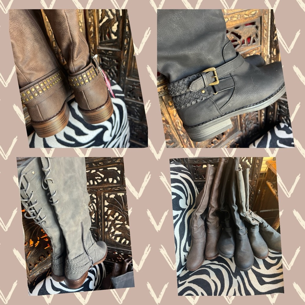 3 Pair XOXO Brown, Black Grey Heeled Boots